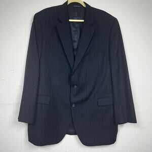 Jack Victor Navy Blue Pinstripe Blazer Jacket Mens 48 L Wool Business Classic